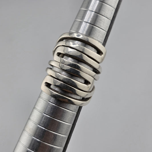 Silpada Ring Heavy Sterling Silver Bold MODERN MAZE 1" Wide Size 7 Retired