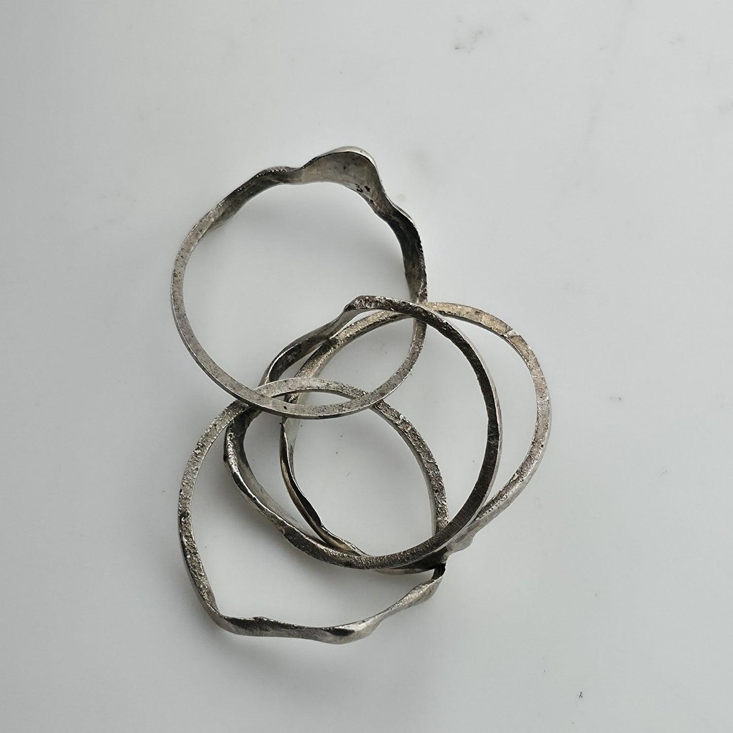 Sterling Silver Ring 4 Band Puzzle Hand Made Forged 925 Size 7