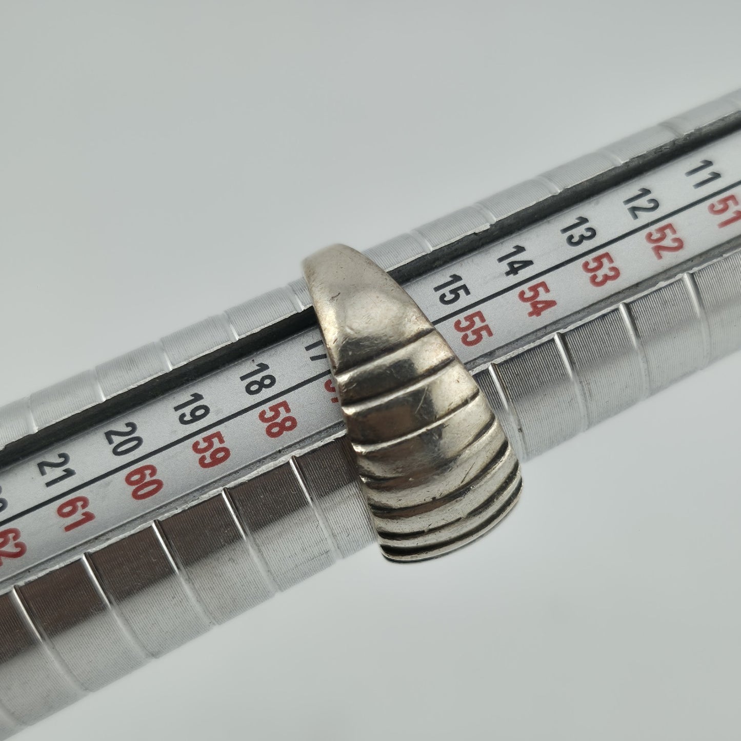 Cellini Ring Sterling Silver Domed Lines Ribbed 925 Size 7.75 Band Ring Vintage