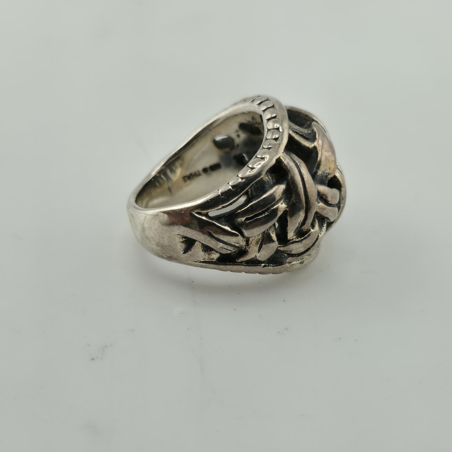 STERLING SILVER Ring 925 BYZANTINE DOME BRAIDED  Abstract Puff BAND Vintage 8
