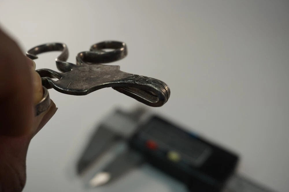 Hand Made Silverware Pendant 925 Sterling Silver Abstract Art 23.5g Vintage Fork