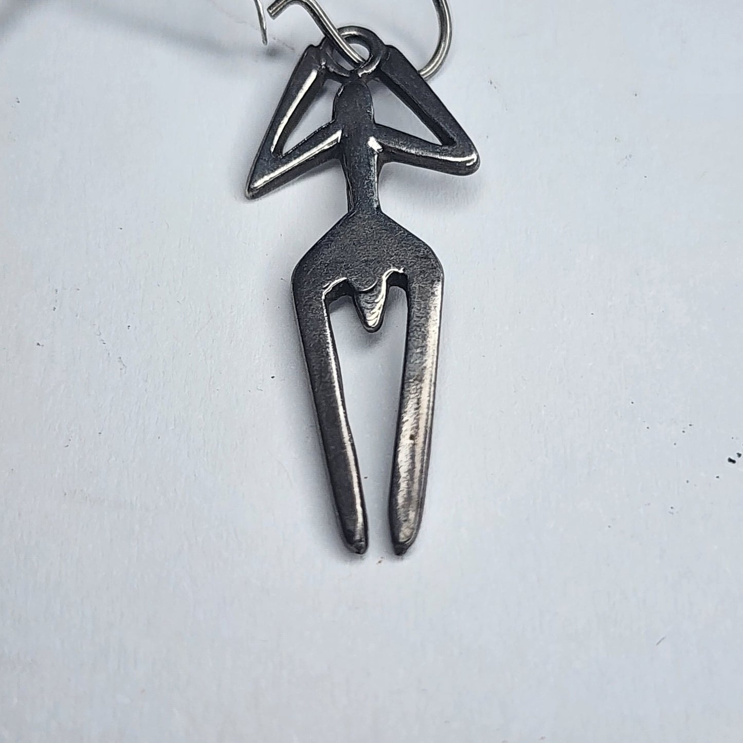 925 Sterling Silver Earrings Abstract Human Figure Unique Artisan Dangle Vintage