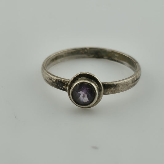 Sterling Silver Amethyst Ring Size 7 Stackable Dainty Cute
