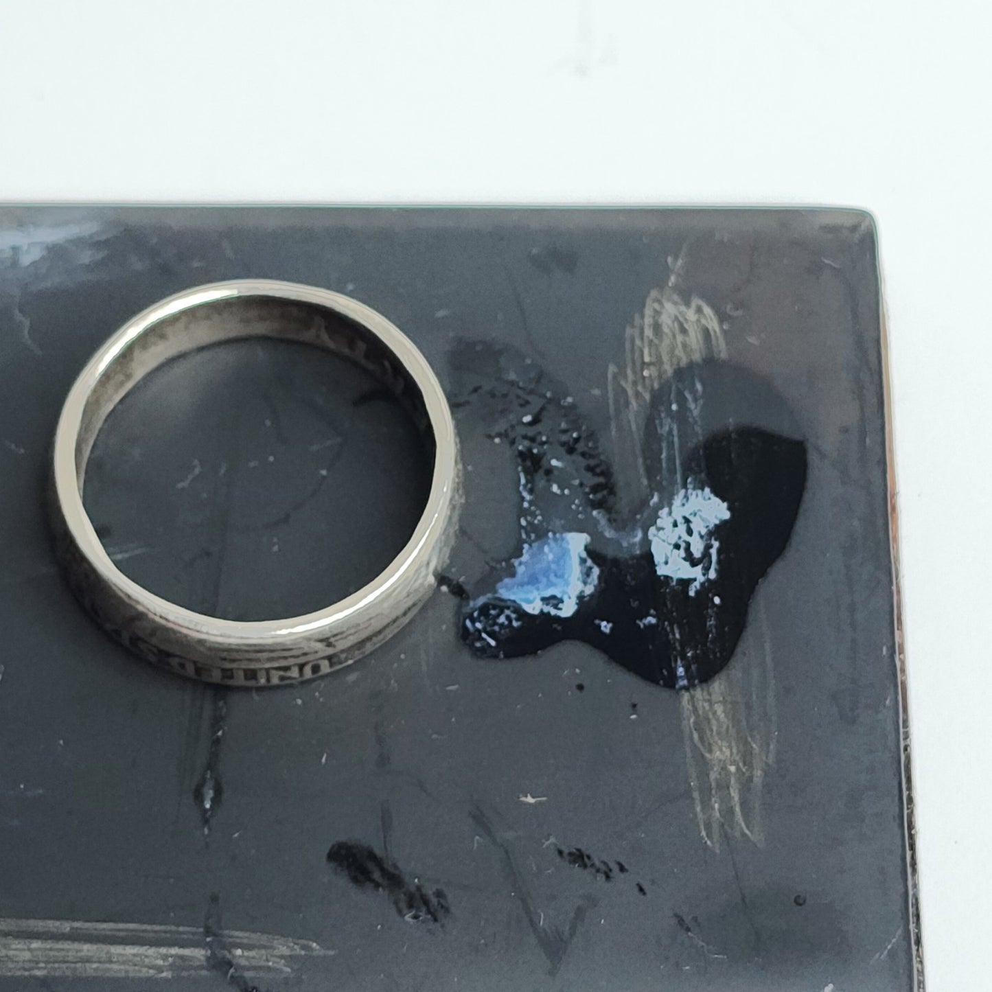 1964 Quarter Dollar Coin Ring Size 8 90% Silver Handmade Ring Tested USA Vintage