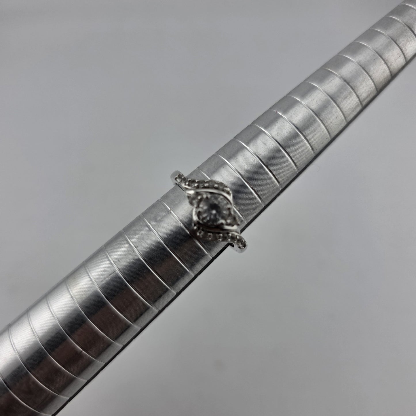 Sterling Silver Ring  925 Size 6.75 White Colorless Stone