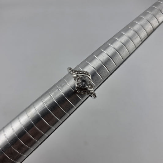 Sterling Silver Ring  925 Size 6.75 White Colorless Stone