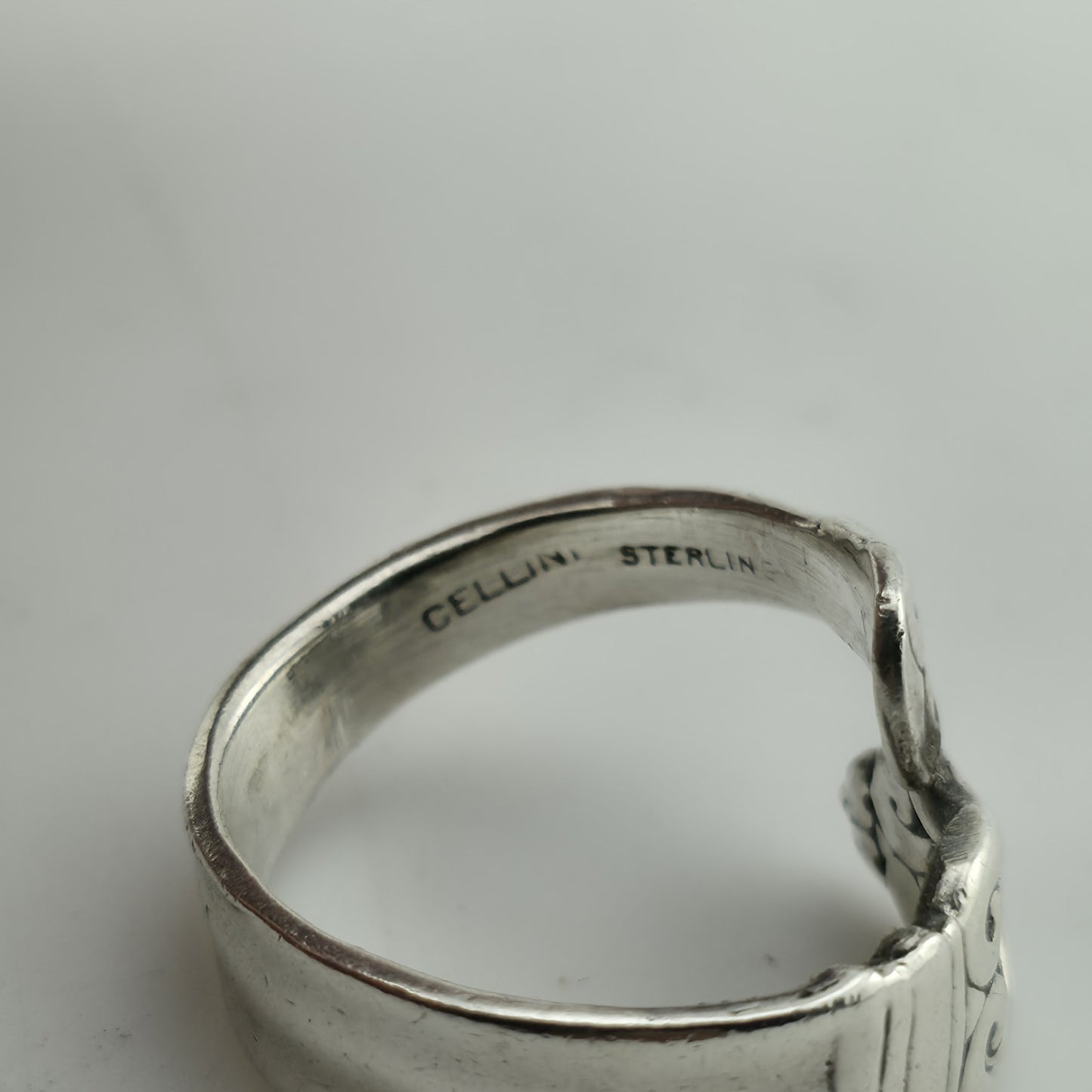 Vintage Cellini 925 Sterling Silver Spoon Scroll Wrap Ring Adjustable Adjustable