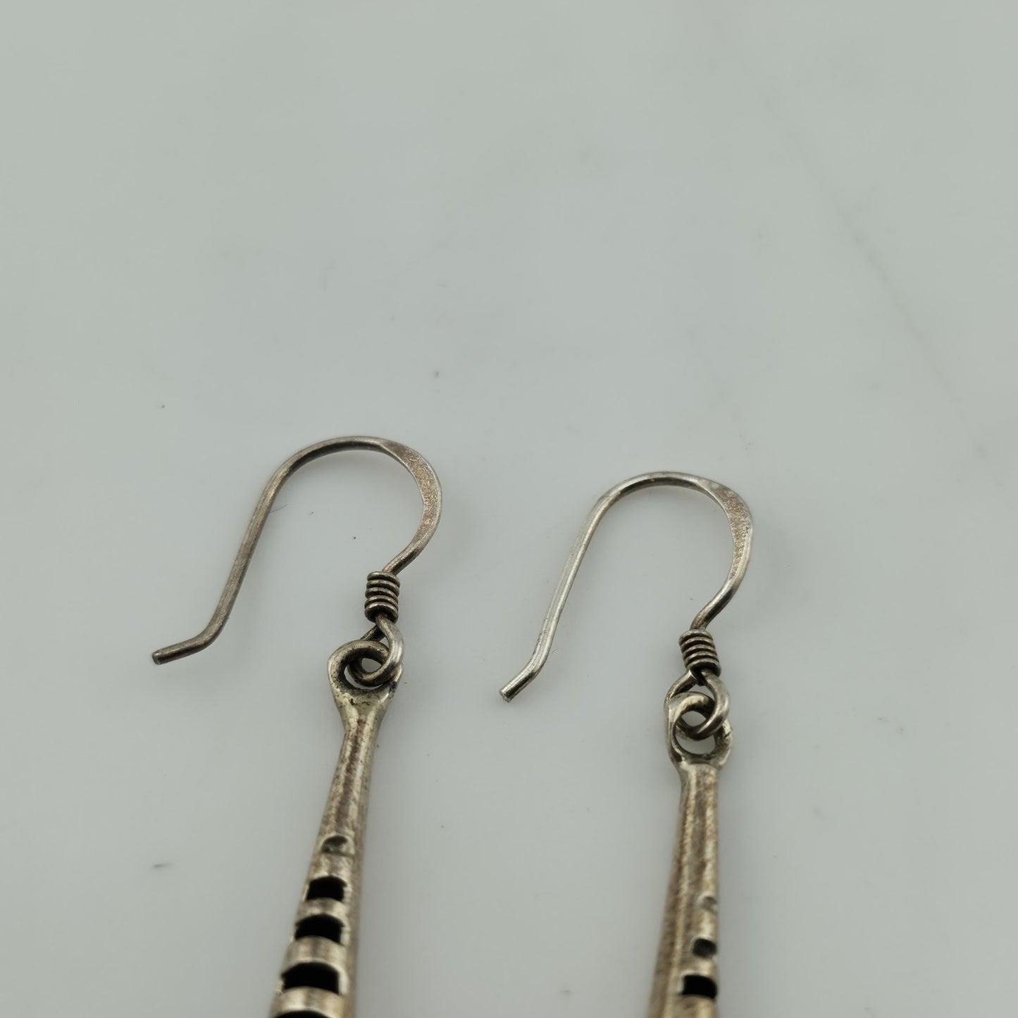 Earrings Sterling Silver Long Cone Bar Drop Dangle Abstract Artisan