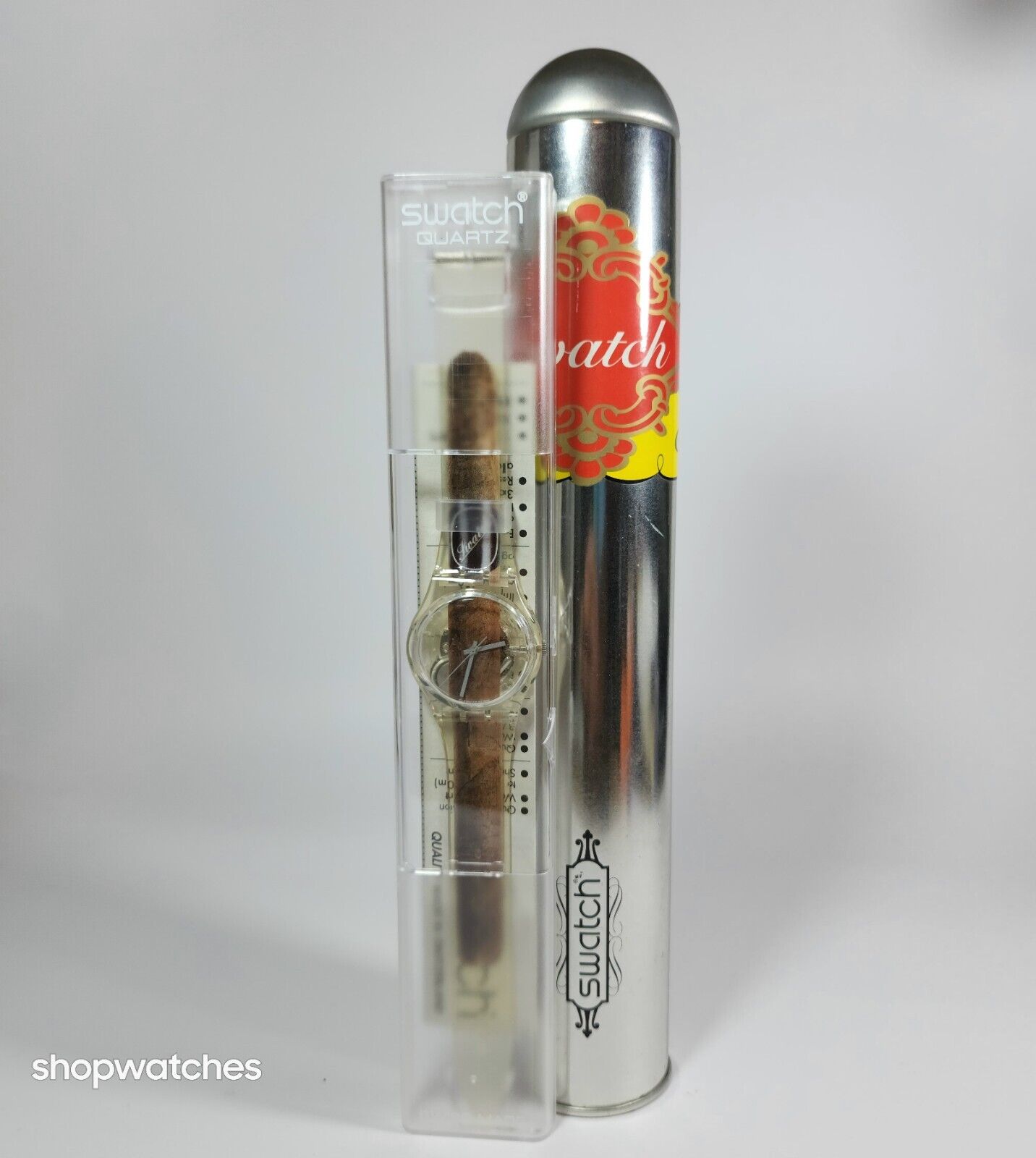 Swatch Watch CIGAR GK250 Vintage 1996 Limited Edition with Metal Tube Set EUC