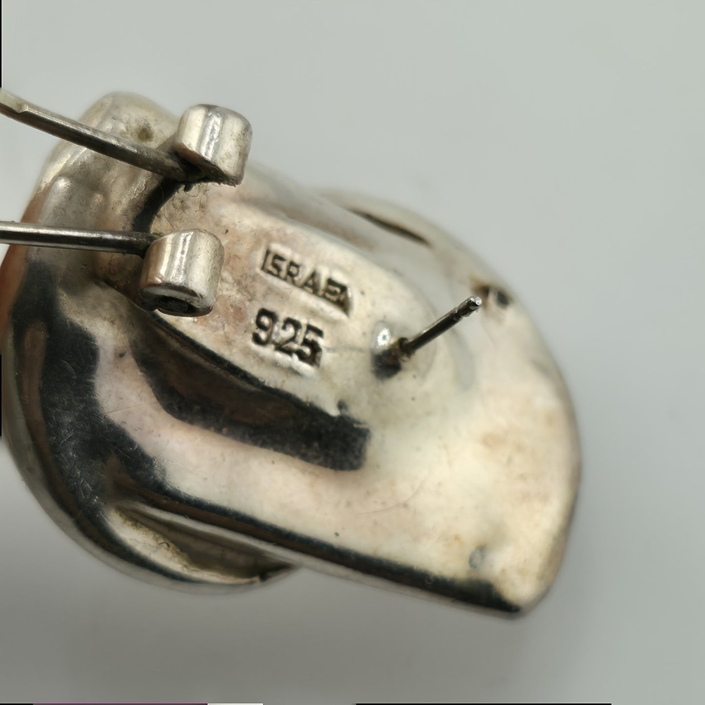 Sterling Silver Earrings 925 Israel Puff Hollow Abstract Vintage Rare