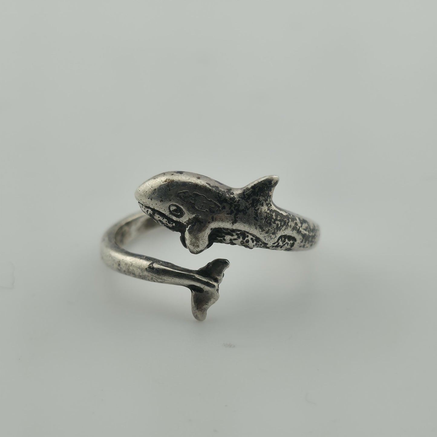 Ring Sterling Silver Ring Wrap Around Whale Artisan Size adjustable 925