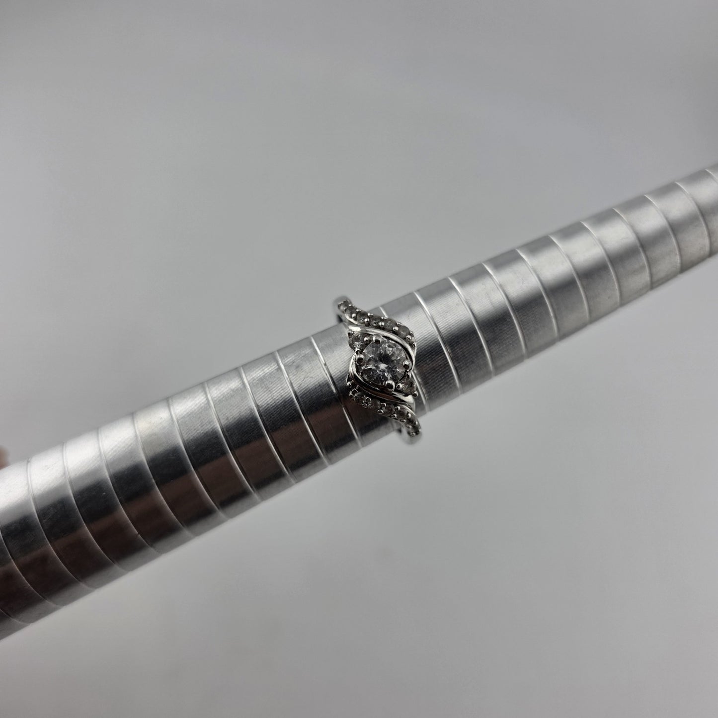 Sterling Silver Ring  925 Size 6.75 White Colorless Stone