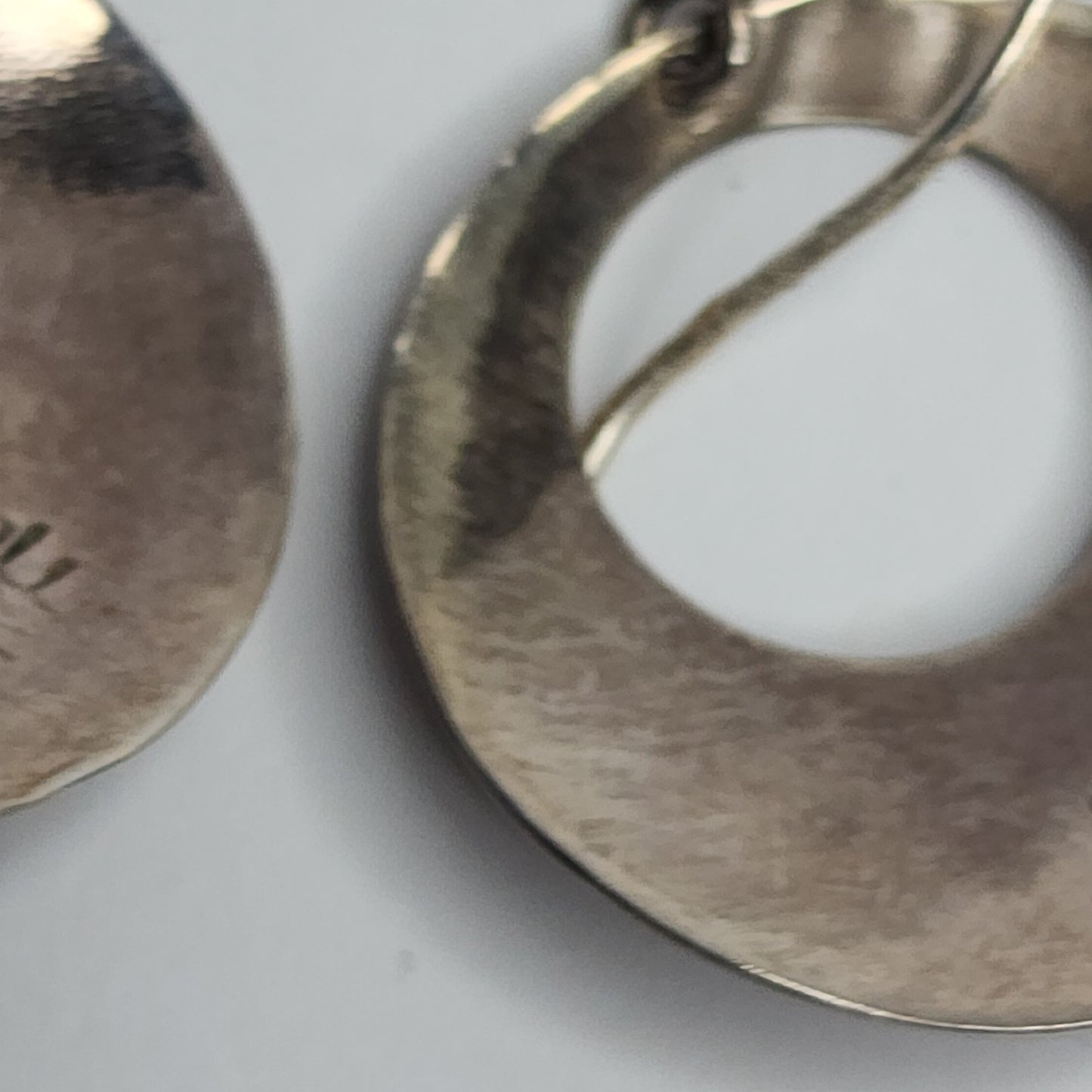 925 Sterling Silver Earrings Dangle Purple Stone Modernist Circle Signed NF VTG