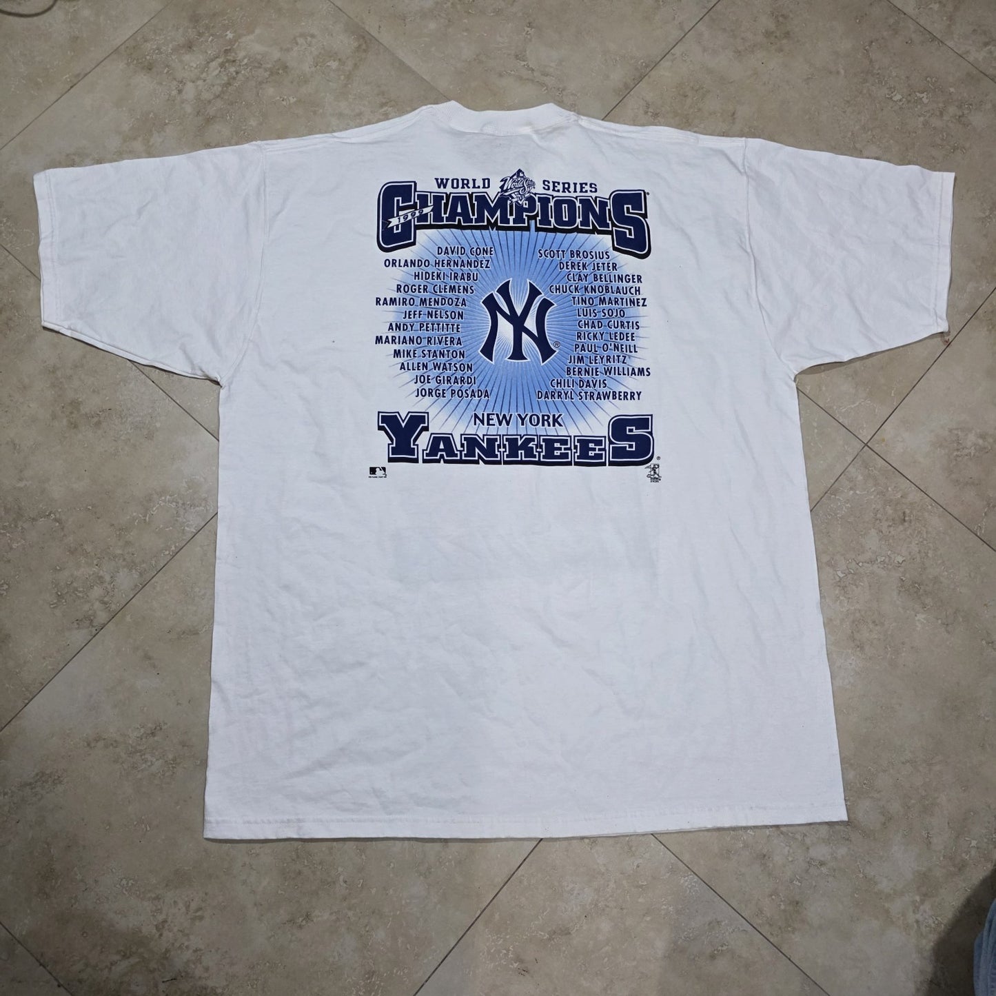 1999 World Series New York Yankees Shirt Mens 2XL White Double Sided Vintage