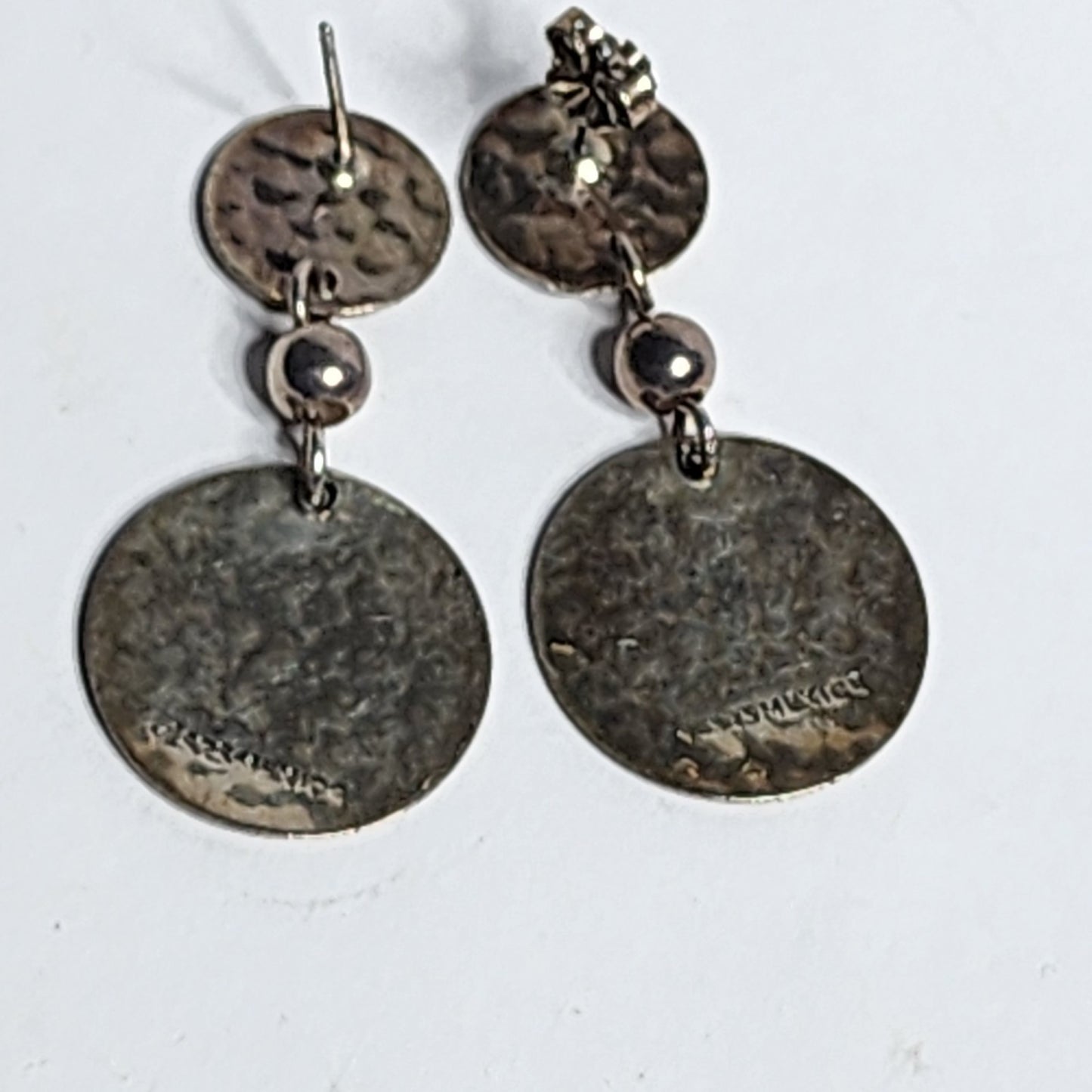 925 Sterling Silver Vintage Earrings Hammers Mexican Dangle Tarnish patina