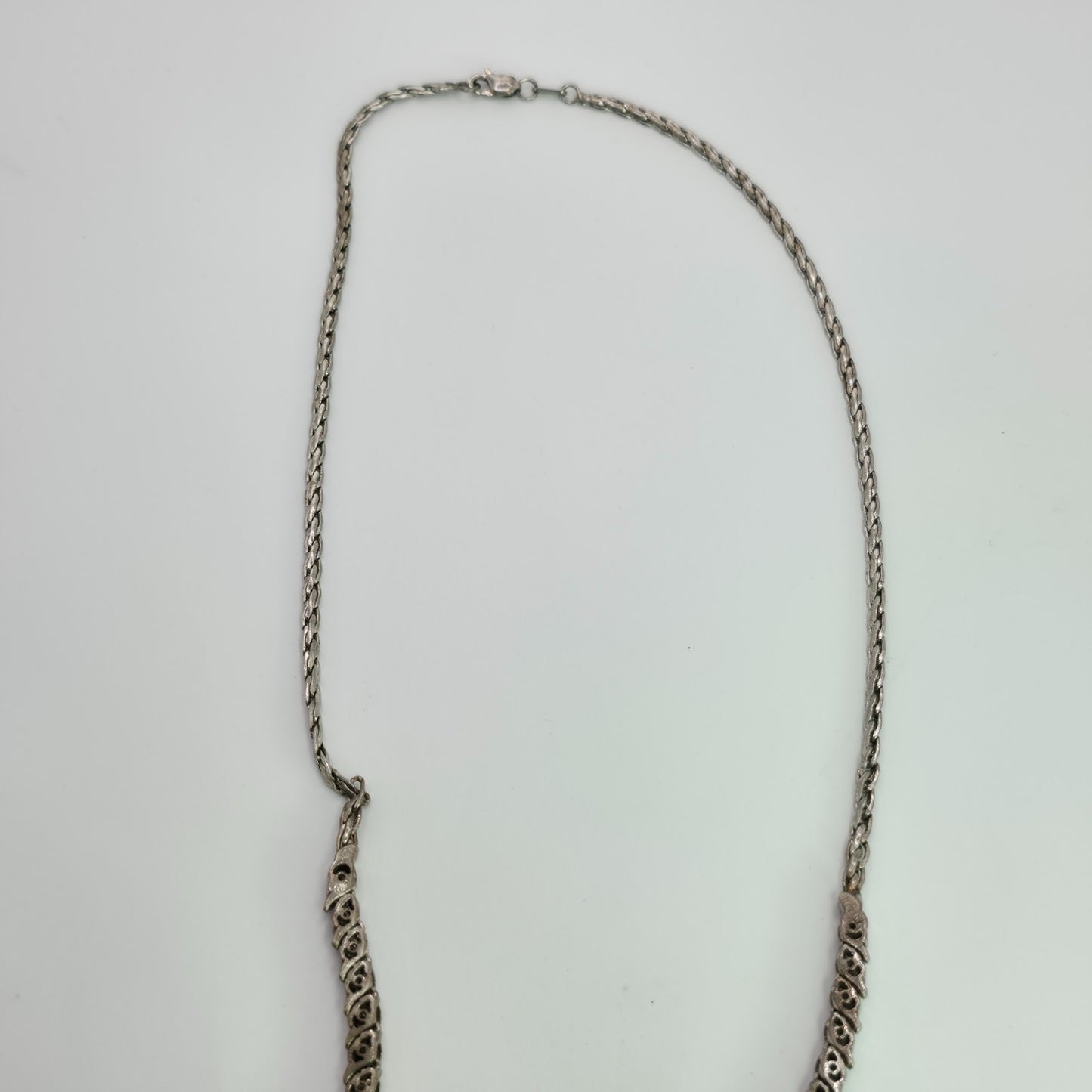 925 Sterling Silver Heng Ngai Necklace Genuine Diamond 1/2 Ct V Shape Vintage
