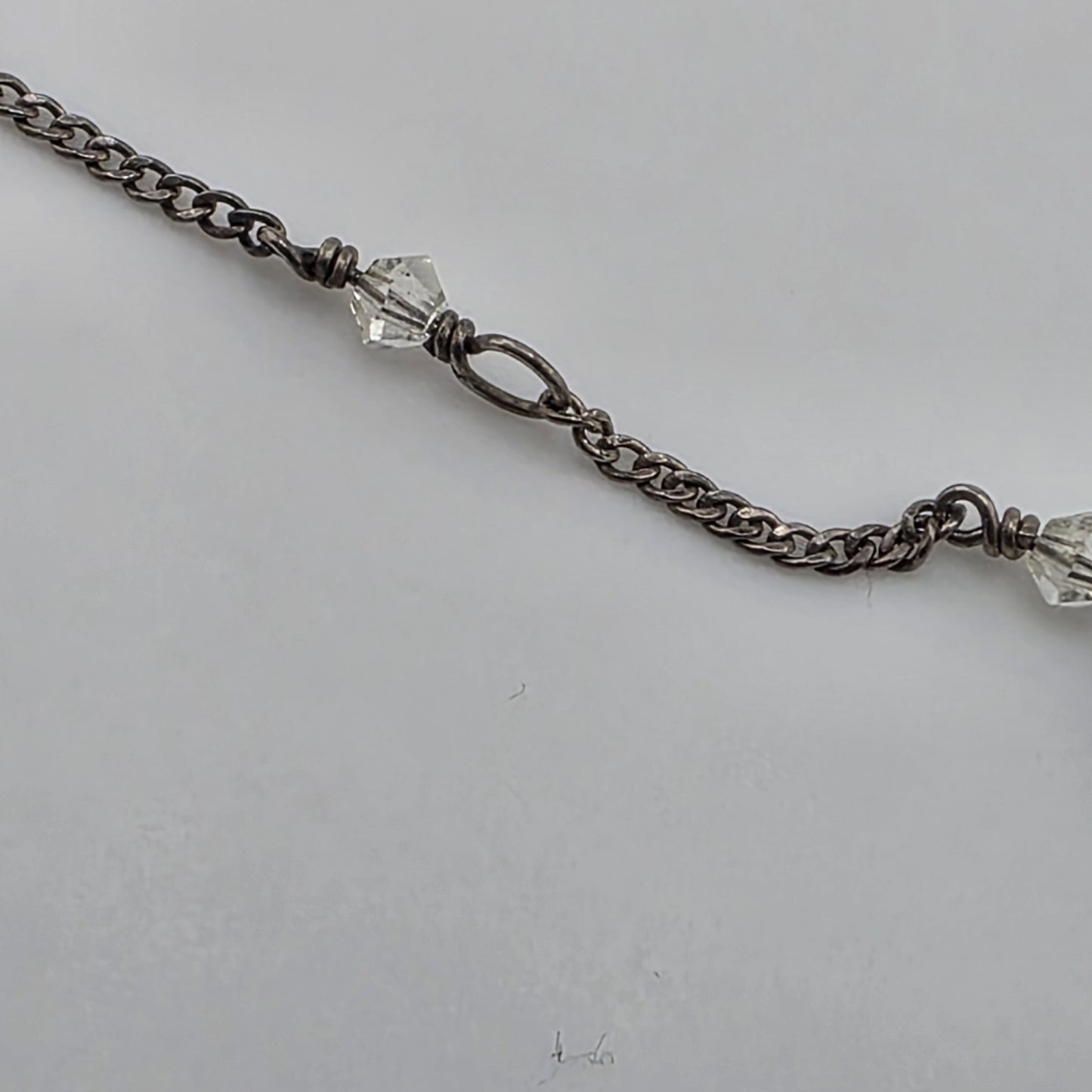 sterling silver Necklace 16 Inches Yellow Glass Beads Vintage