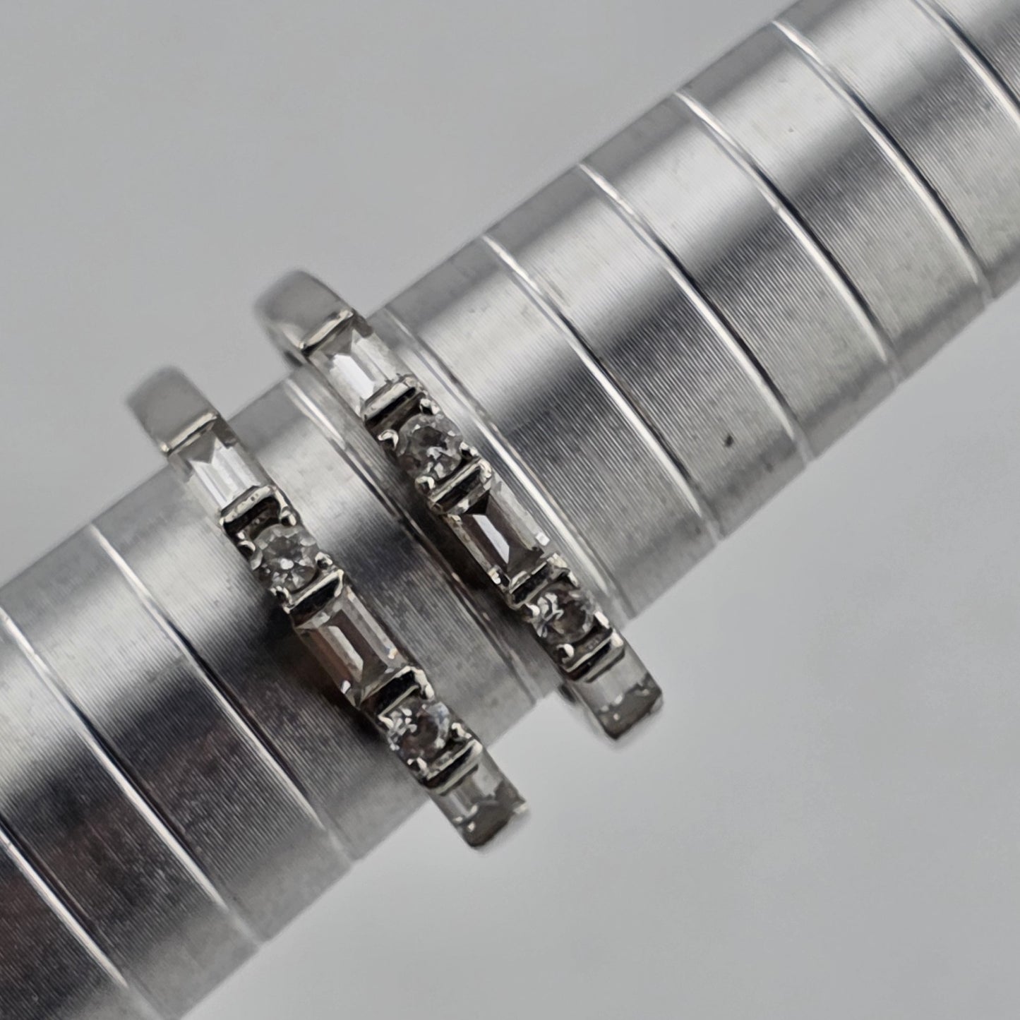 Estate Baguette & Round Colorless Stone Wedding Band  Stack Incomplete Sz 7.5