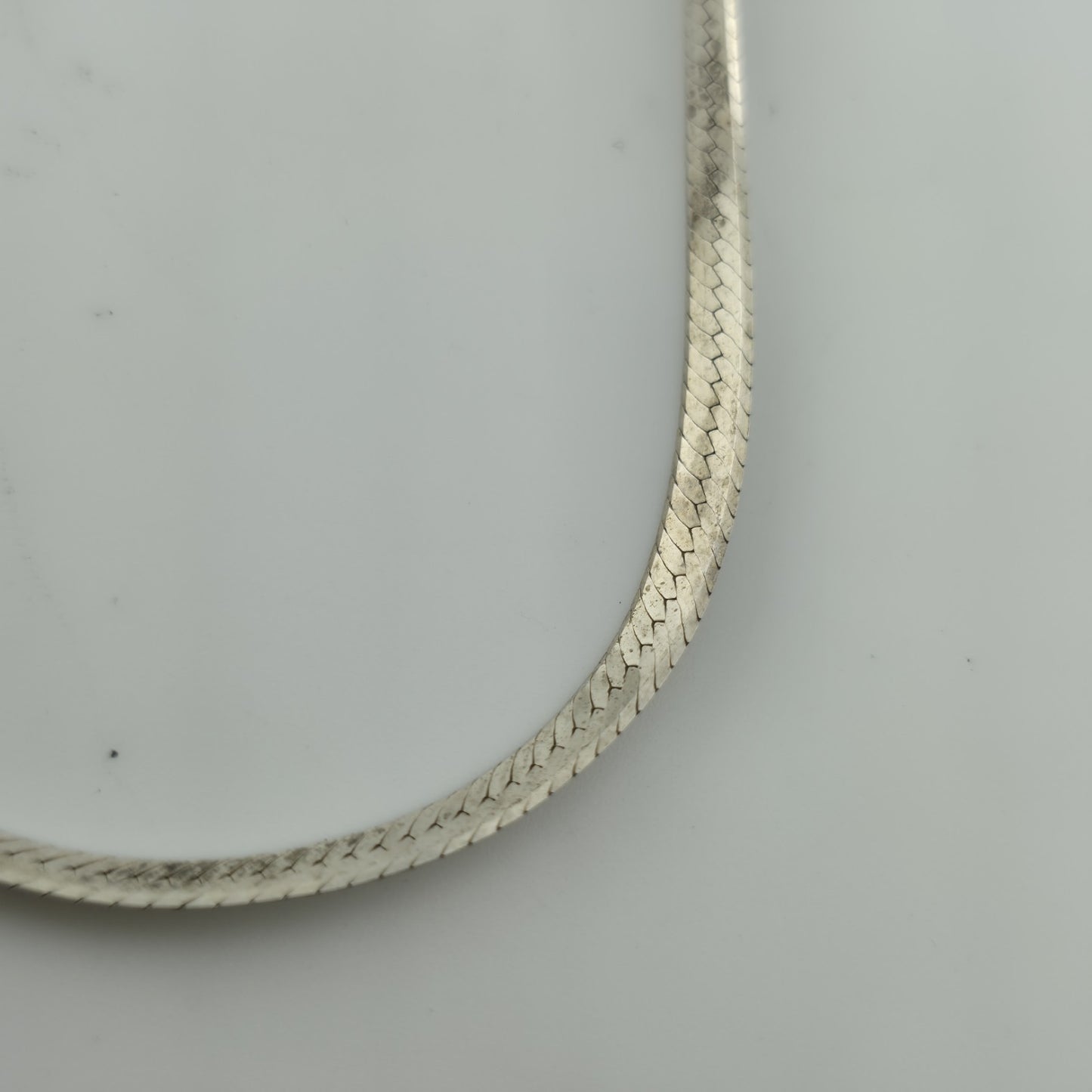 Sterling Silver Herringbone Necklace Solid 925 Italian Chain 18 Inches