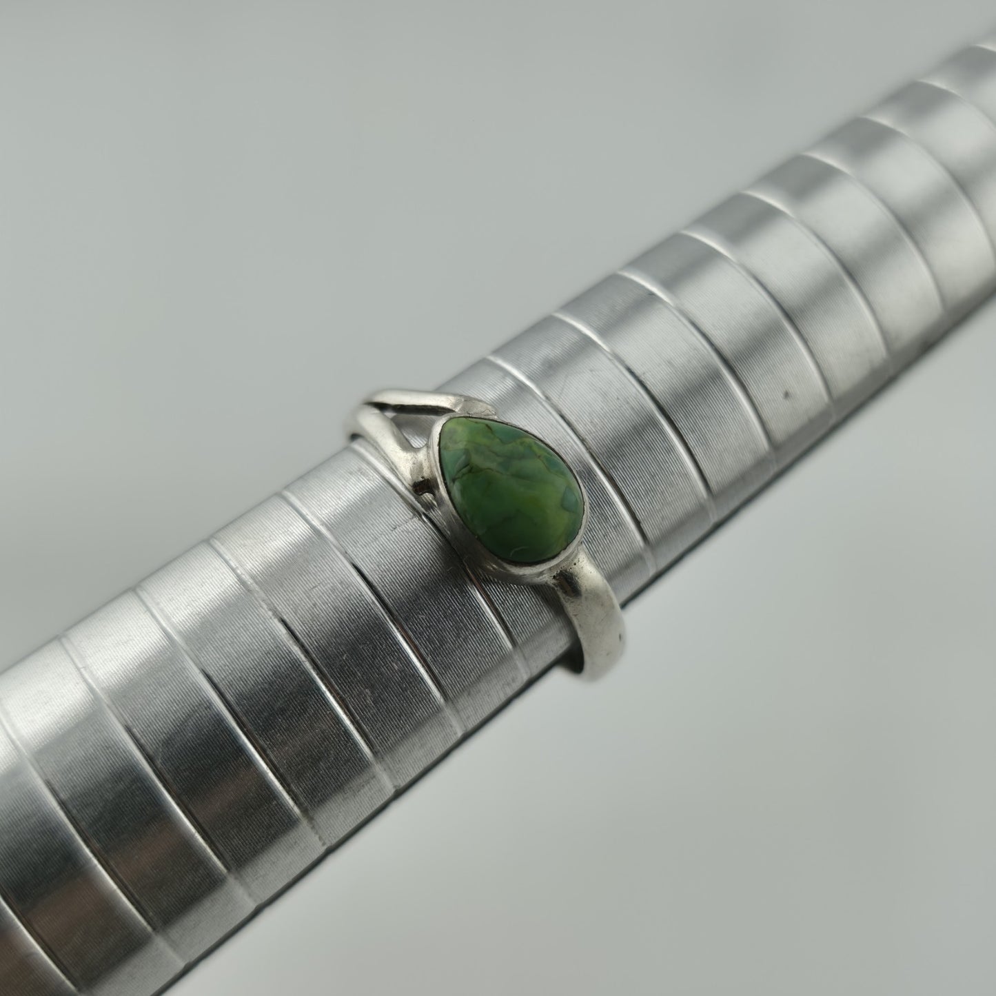 Sterling Silver Green Turquoise Ring Size 8.75 Vintage Style Natural Stone Statement Ring