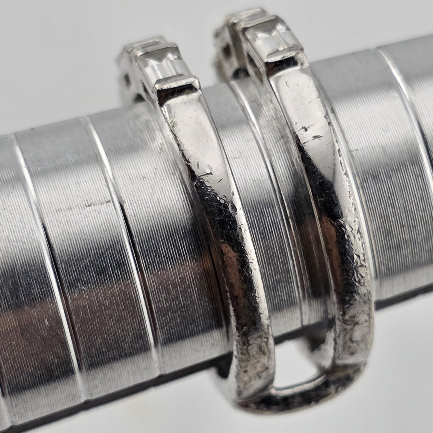 Estate Baguette & Round Colorless Stone Wedding Band  Stack Incomplete Sz 7.5