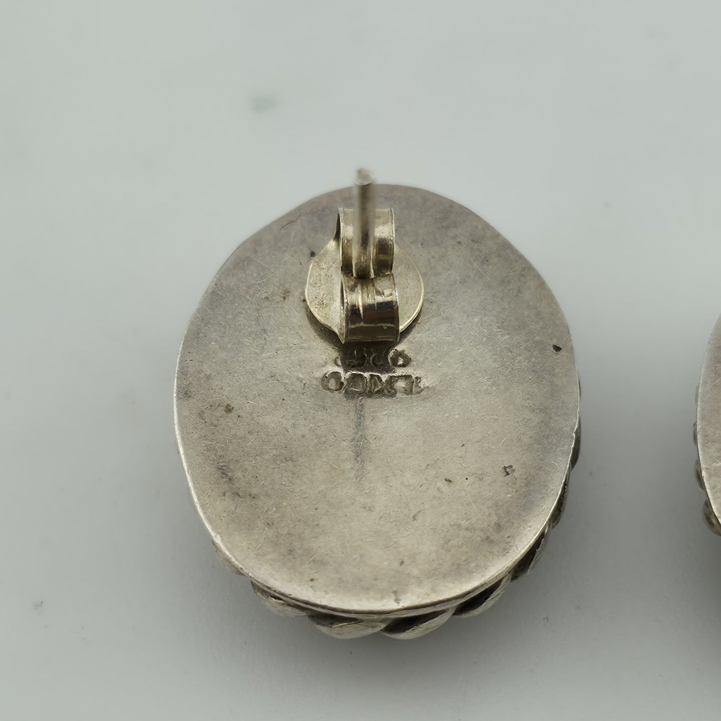 OVAL CARNELION STUD EARRINGS STERLING SILVER 925 MEXICO Vintage