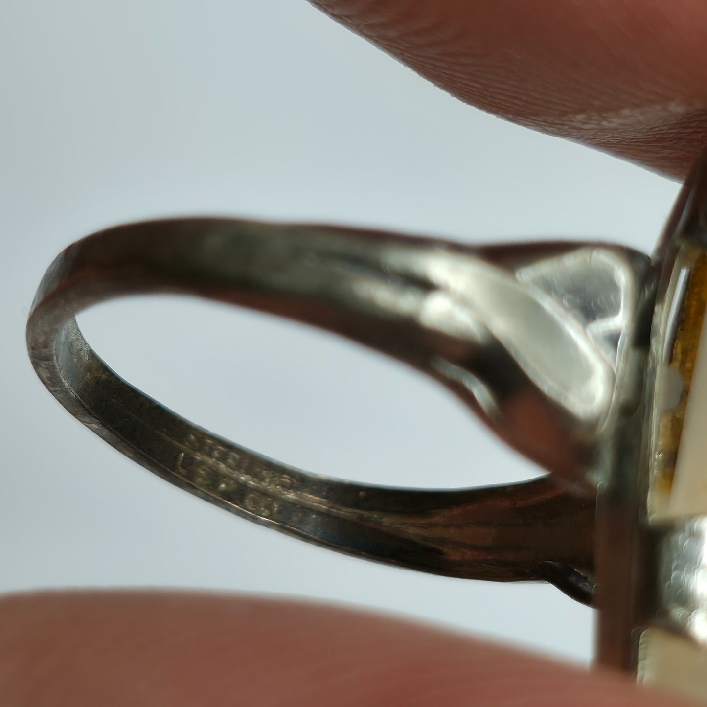 Agate Sterling Silver Vintage Modernist Ring Sz 5.5 925 Vintage LSP CO. 1940S