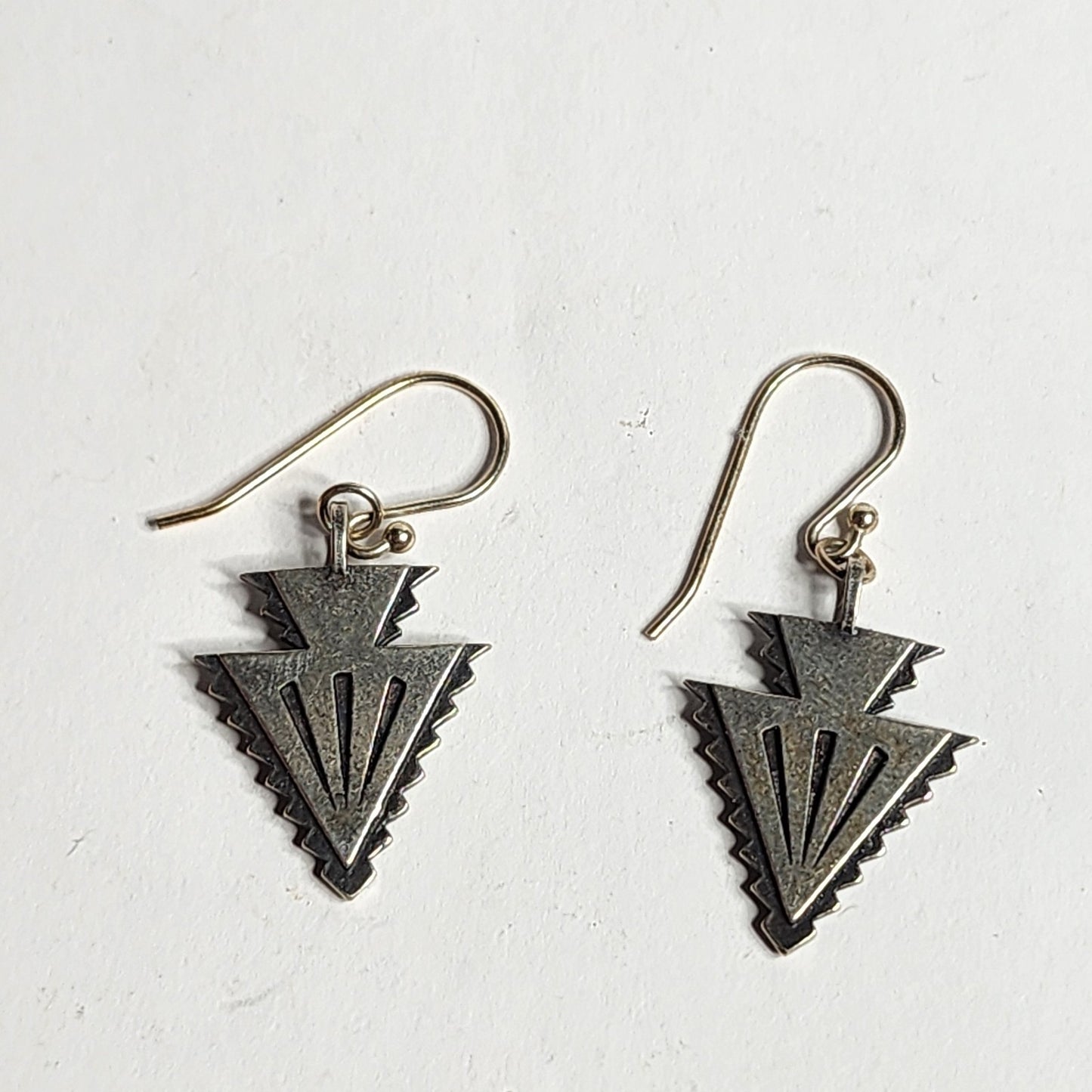 925 Sterling Silver Earrings Arrow Heads Tested Native American Jewelry