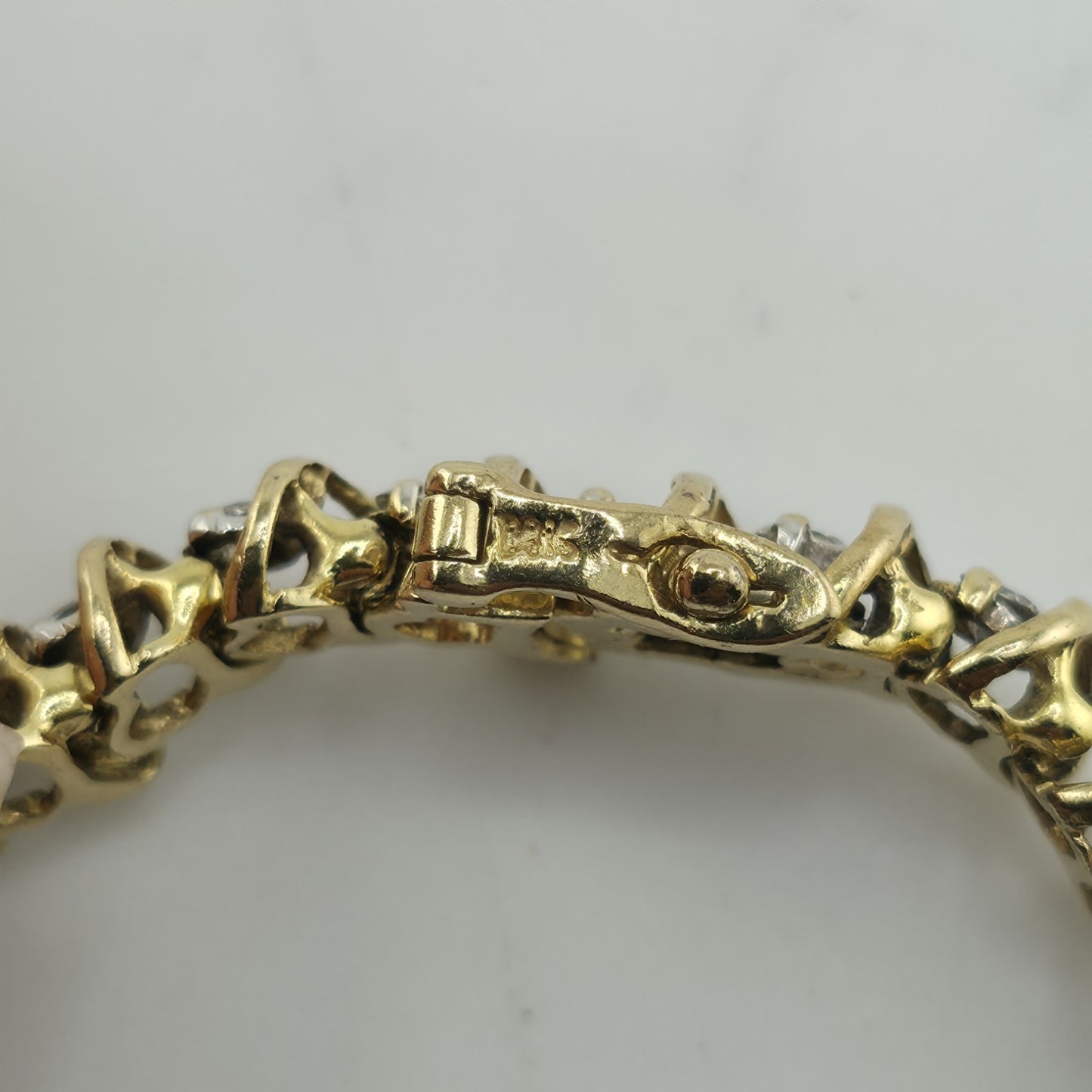 14k Yellow Gold 1.50CT Round Cut Diamond "S" Link S Figure Tennis Bracelet 7"