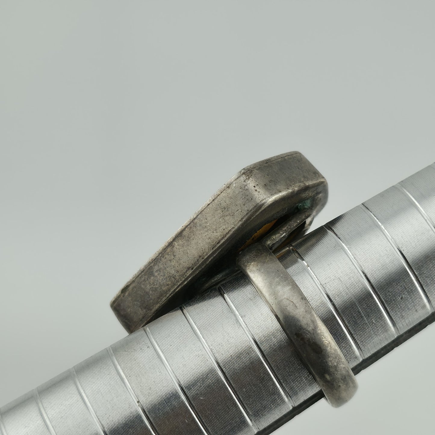 Amber 925 Sterling Silver Ring 7.5 MCM Chunky Teardrop Coffin Vintage Rare