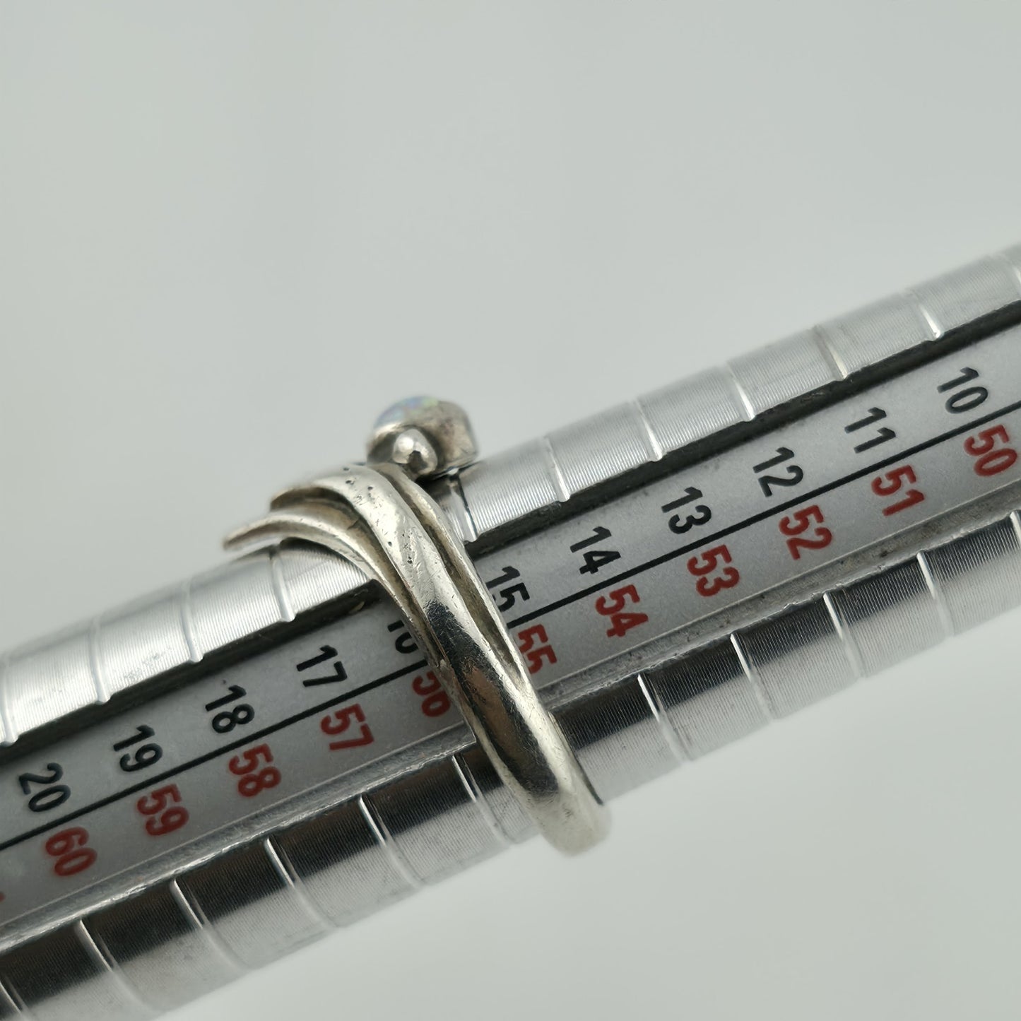 925 Sterling Silver V Shape White Lab Opal Silver Chevron Rings 8.25