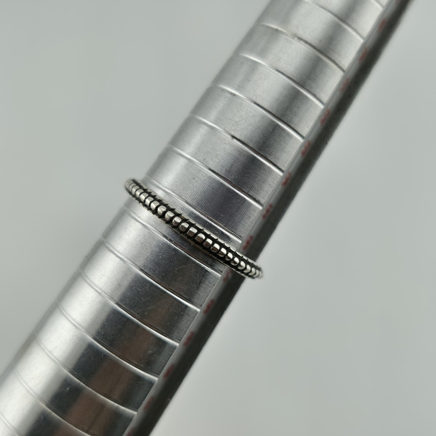 sterling Silver Ring 925 Art Deco Carved Dainty Stackable Minimalist 7.76