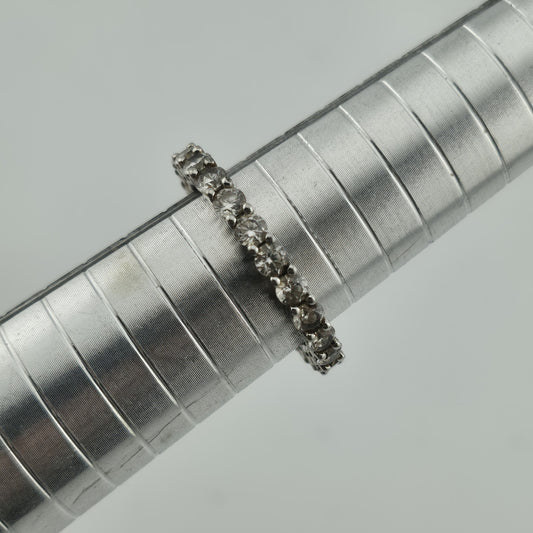 Ring Infinity Sackable Band White Colorless Stone  Cute Jewelry Size 8.75