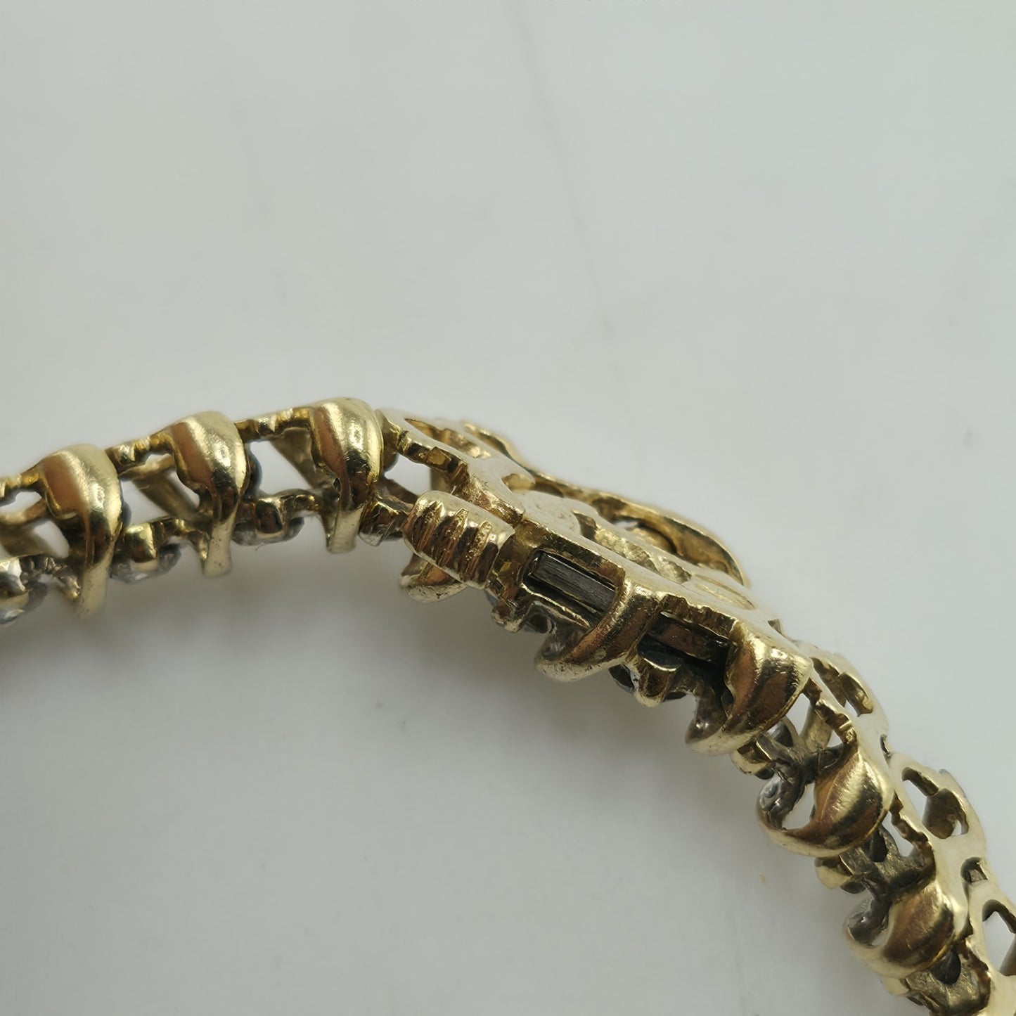 14k Yellow Gold 1.50CT Round Cut Diamond "S" Link S Figure Tennis Bracelet 7"