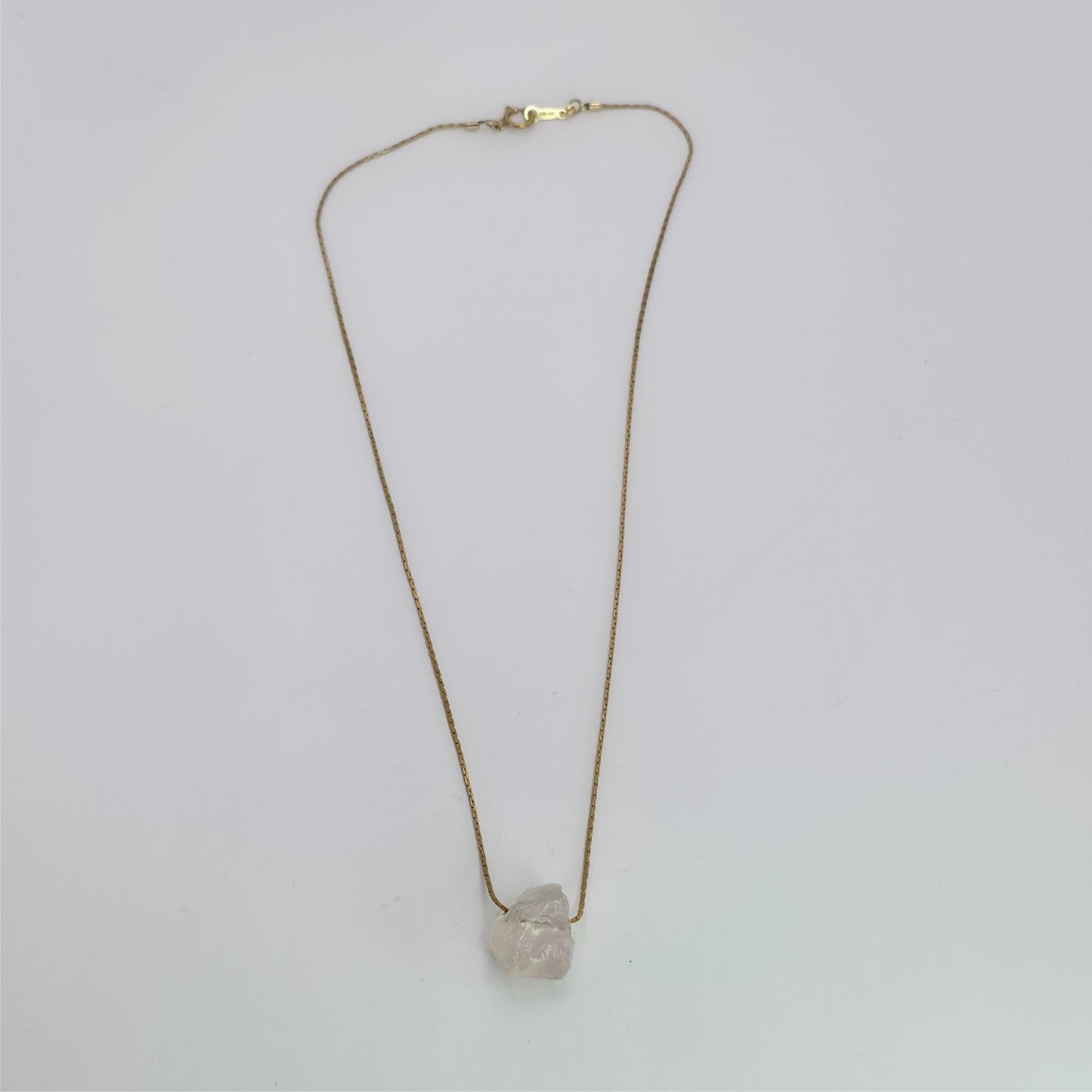 Necklace 14K Gold Over Brass GF Raw Quartz Pendant SIZE 14" Cute Dainty Jewelry
