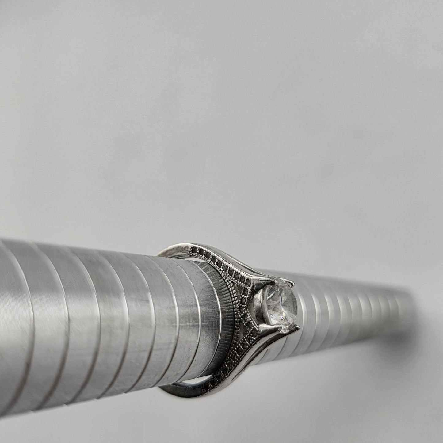 925 Sterling Silver Ring CZ ENGAGEMENT LADY Cute Eiffel tower Size 6.75