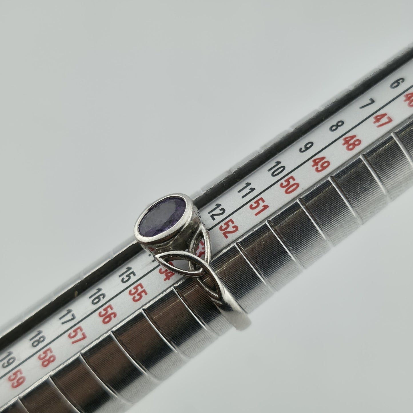Sterling Silver Ring 925 Celtic Trinity Knot purple Amethyst Stone Size 6.5