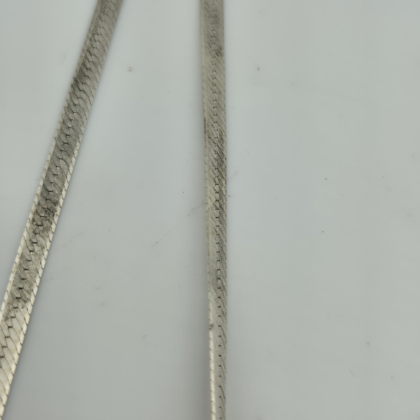 Sterling Silver Herringbone Necklace Solid 925 Italian Chain 18 Inches