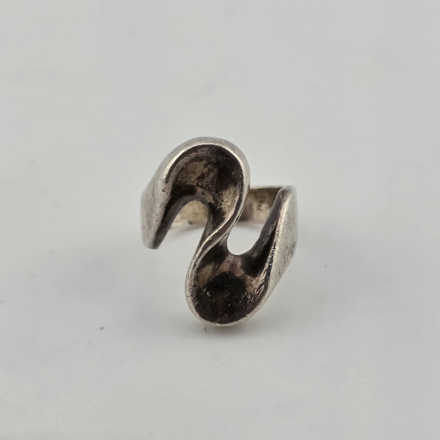 STERLING SILVER Ring MCM MODERN MODERNIST Koppel Abstract SIGNED HEAVY 6.5 VTG