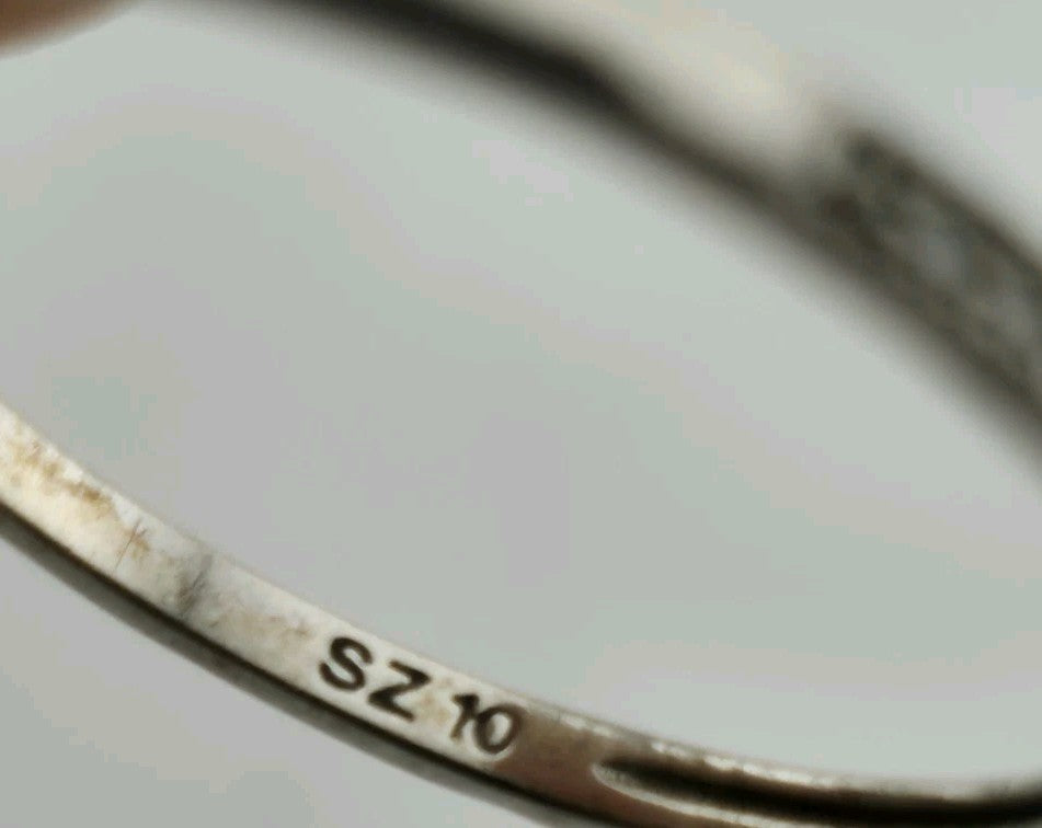 925 Sterling Silver Ring Clear CZ Stone Rectangle Cut Size 10 Stackable