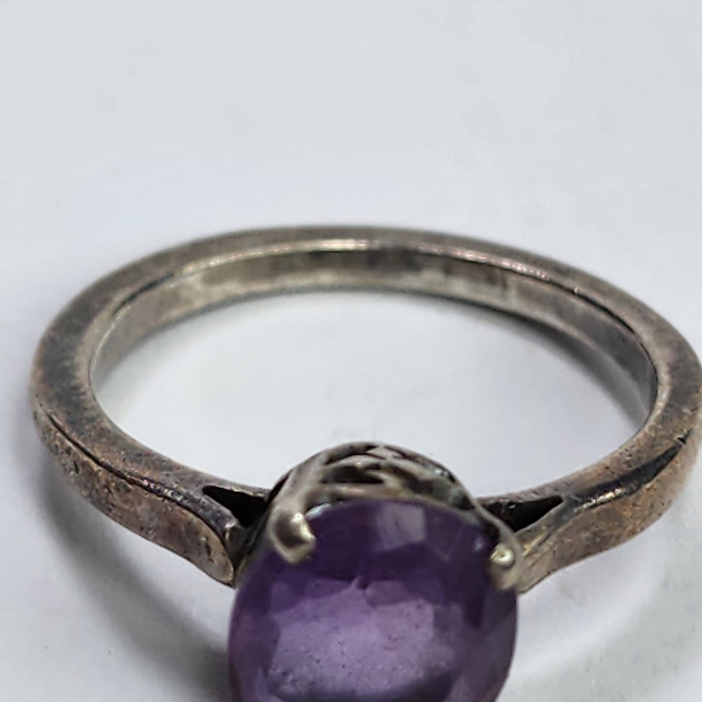 925 Sterling Silver Ring Purple AMETHYST Stone Size 5.75 Tested Patina tarnish