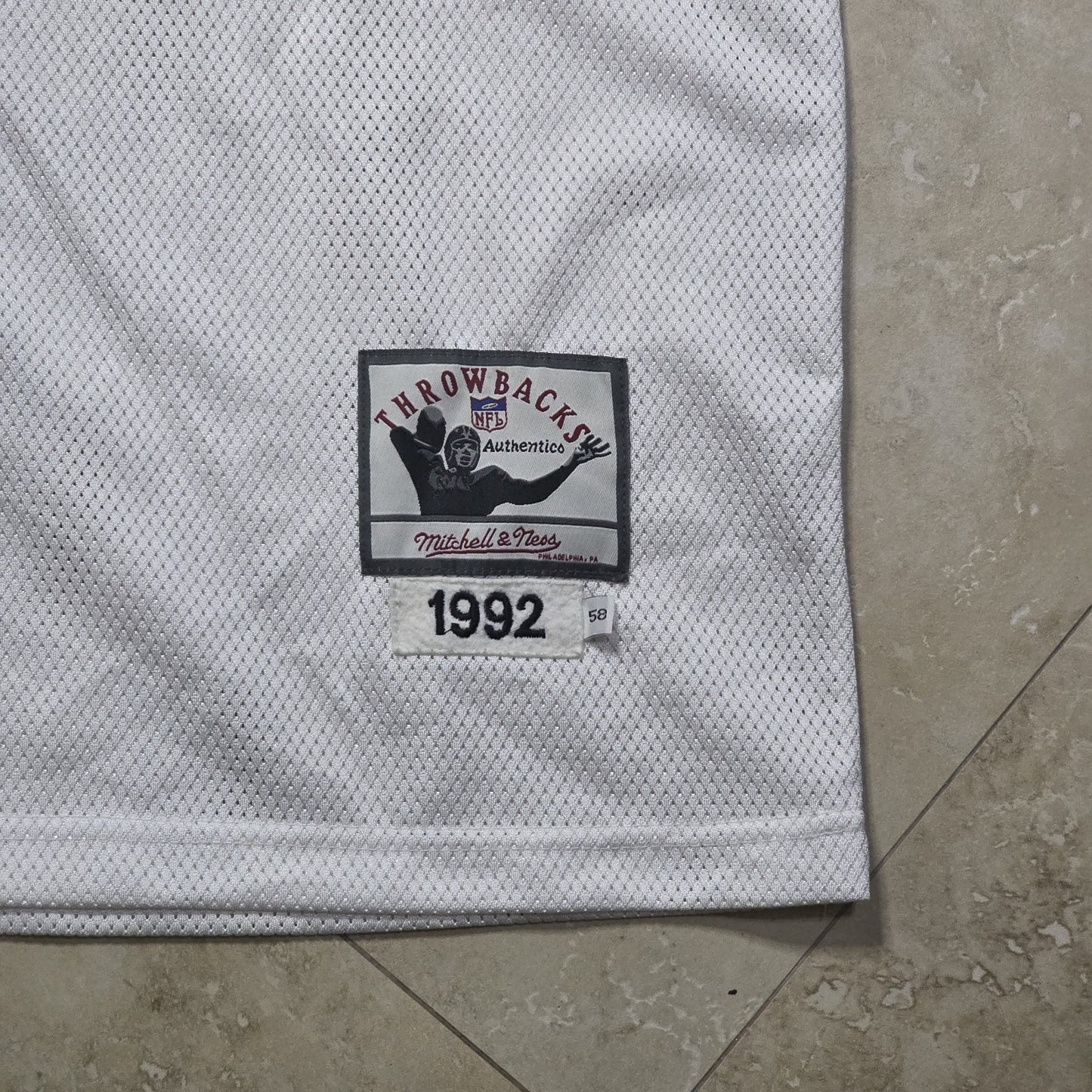 Mitchell & Ness Throwbacks Sewn Stitched Reggie White #92 White Jersey size 58