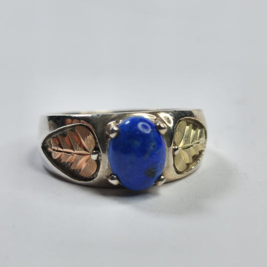Black hills Ring 925 Sterling Silver 12k Rose Yellow Gold blue lapis Fancy 10