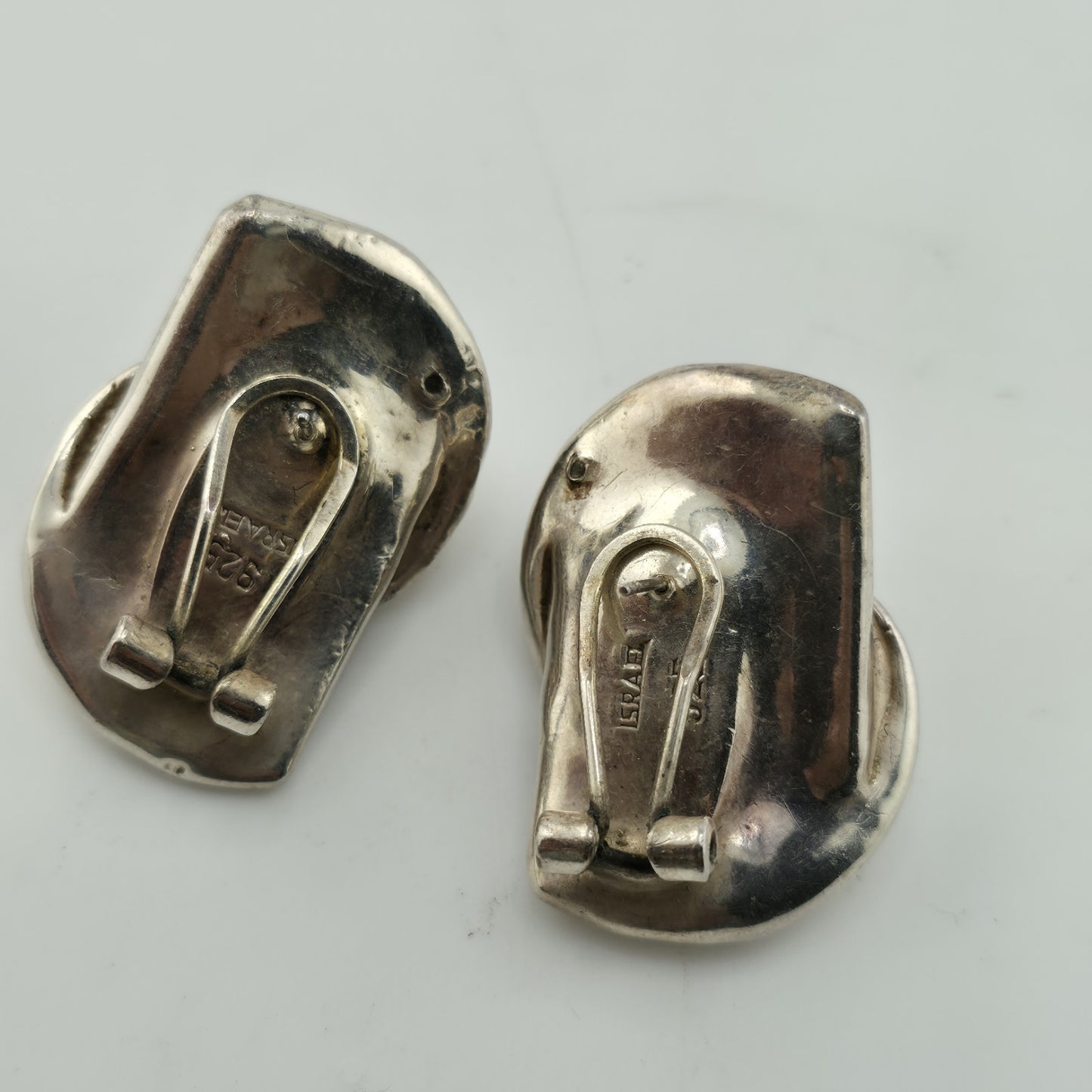 Sterling Silver Earrings 925 Israel Puff Hollow Abstract Vintage Rare