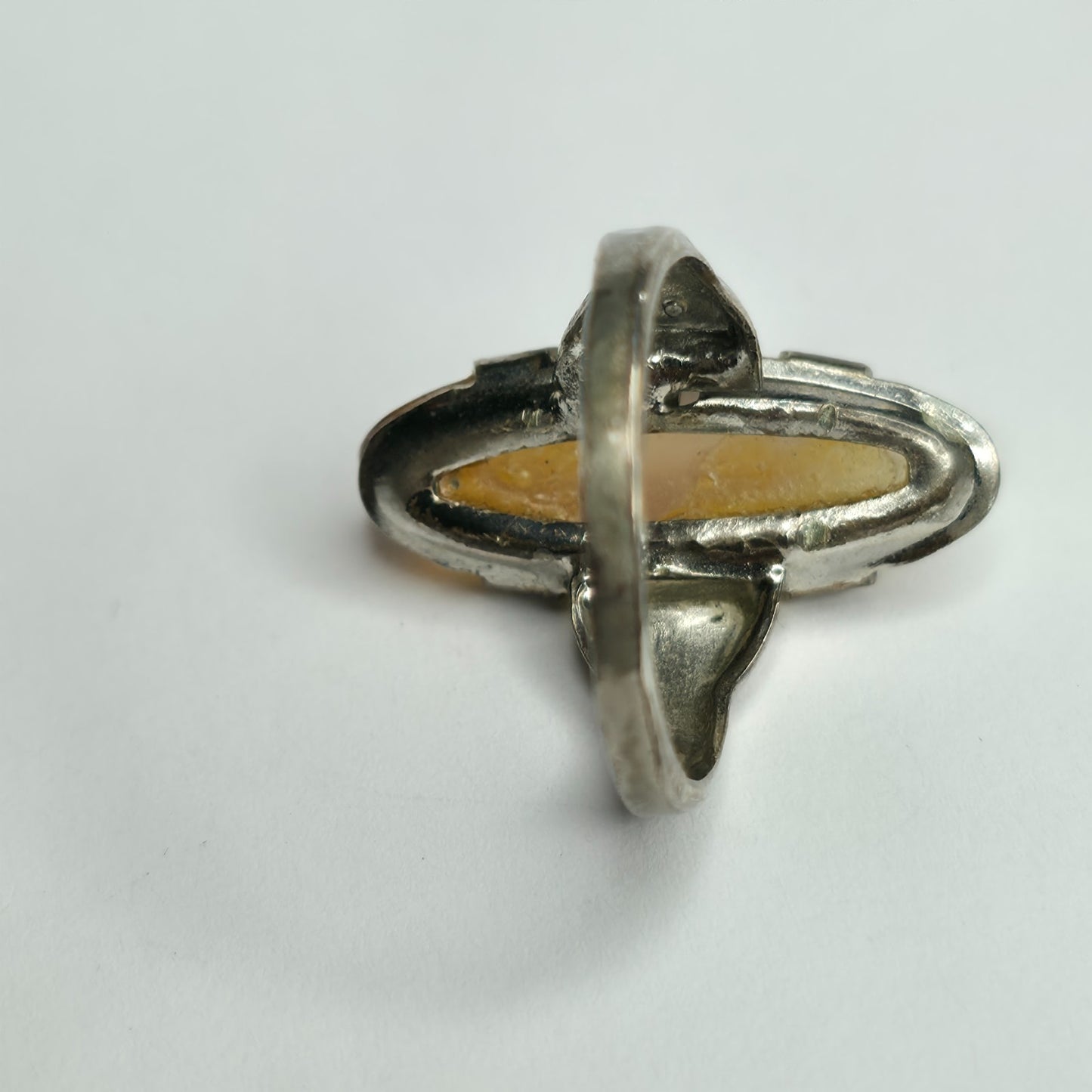 Agate Sterling Silver Vintage Modernist Ring Sz 5.5 925 Vintage LSP CO. 1940S