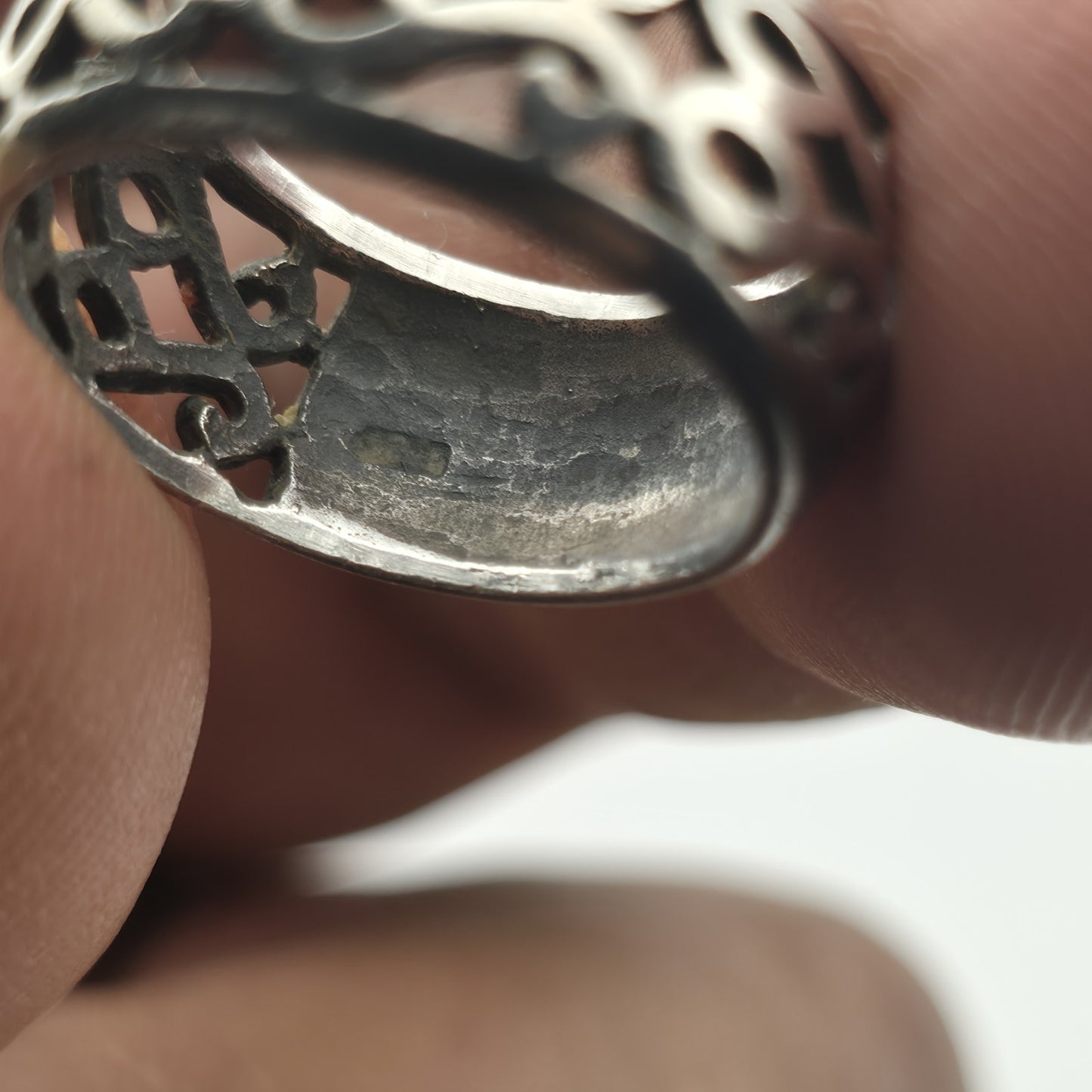 925 Sterling Silver Ring Dome Open work band Size 6 Cocktail