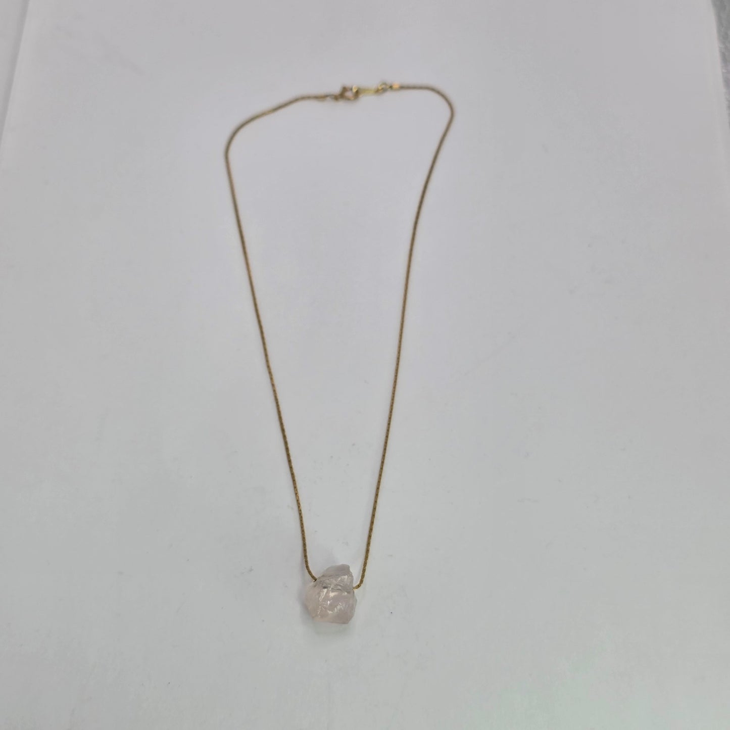 Necklace 14K Gold Over Brass GF Raw Quartz Pendant SIZE 14" Cute Dainty Jewelry