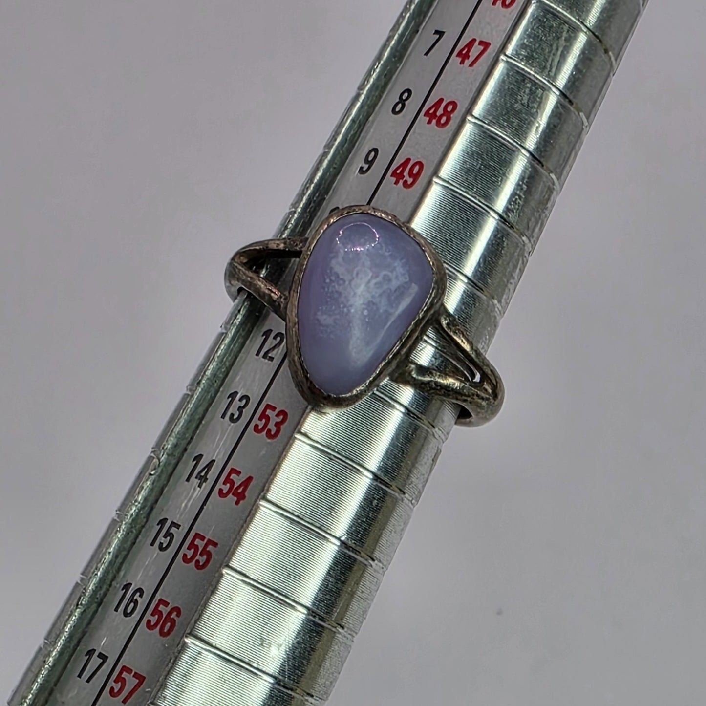 925 STERLING SILVER Ring purple marble Stone Art Deco Jewelry Vintage 5.75