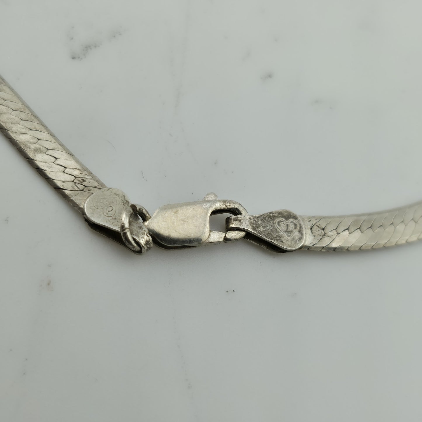 Sterling Silver Herringbone Necklace Solid 925 Italian Chain 18 Inches