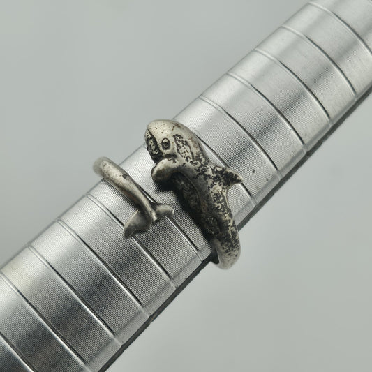 Ring Sterling Silver Ring Wrap Around Whale Artisan Size adjustable 925